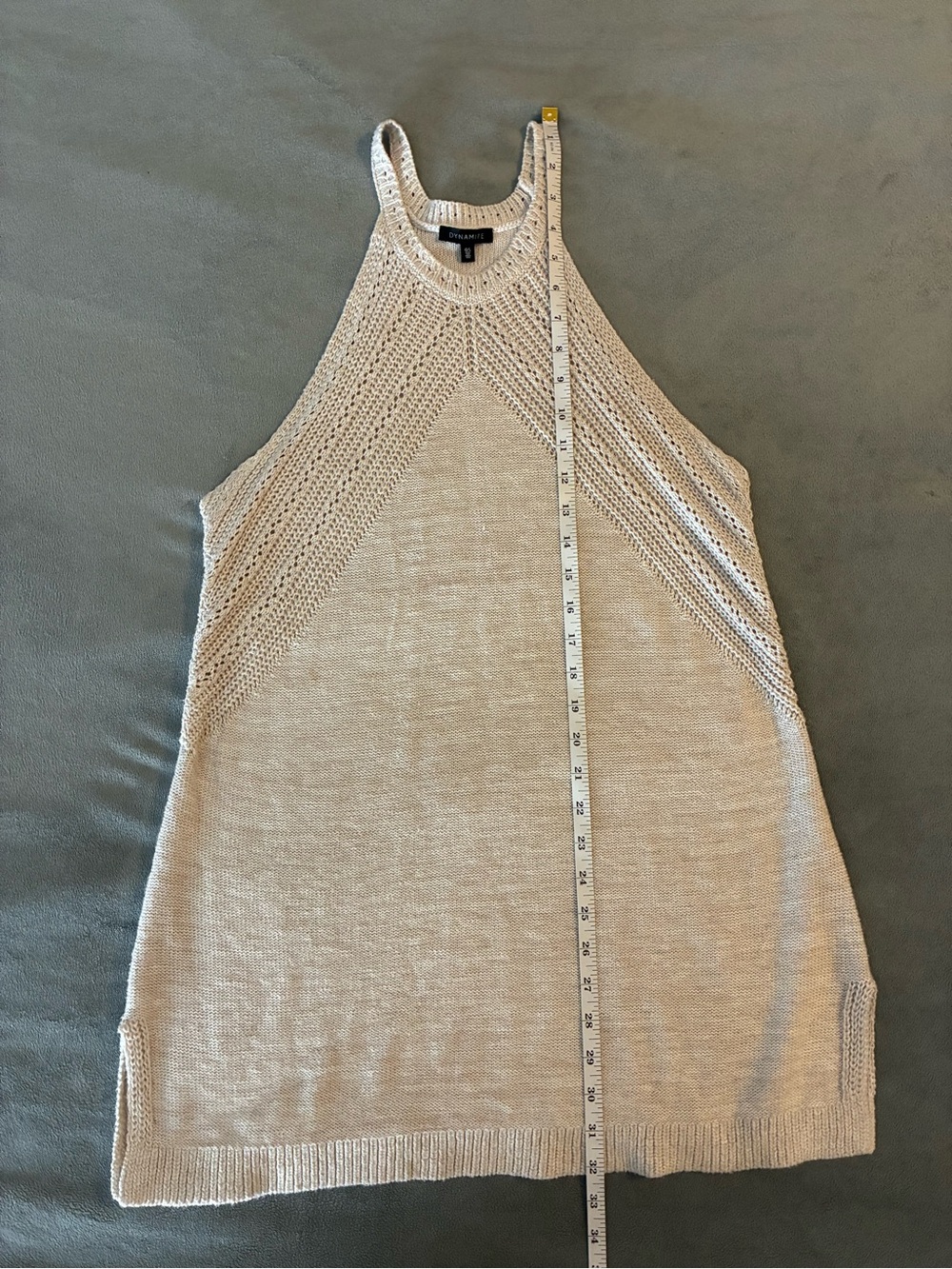 Dynamite Beige Knit Mini Dress Halter Crochet - Picture 10 of 10